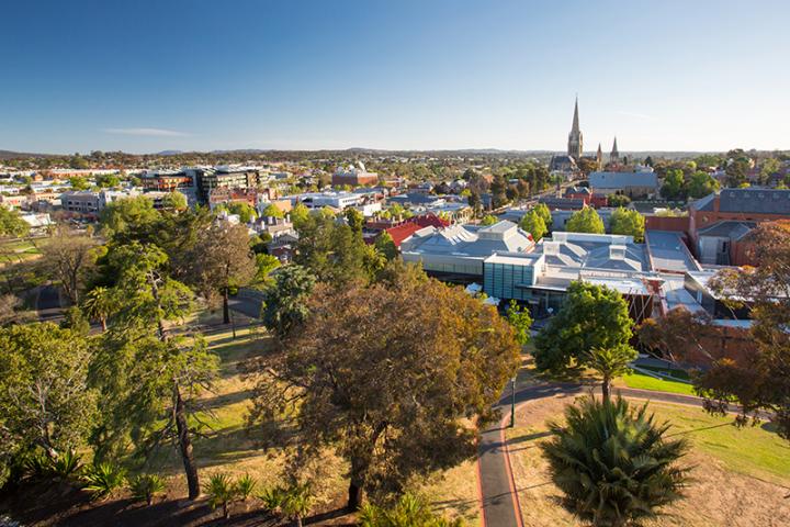 Elevated view looking over Bendigo