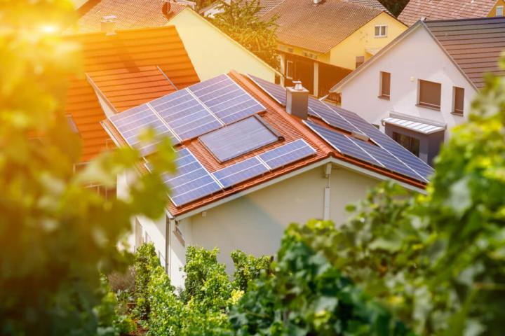 Solar panels on a building's roof