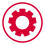 An icon showing a red cog. 