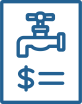 Icon of a water bill, showing a tap and a dollar sign