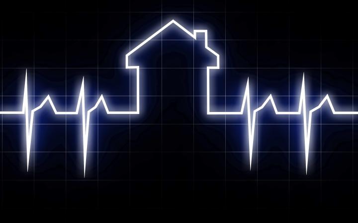 An electrocardiogram with house shape