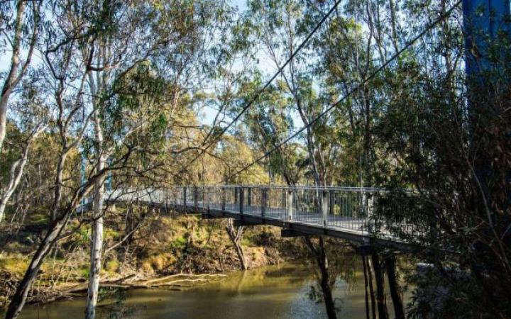 Footbridge over the Goulburn River in Shepparton, Victoria